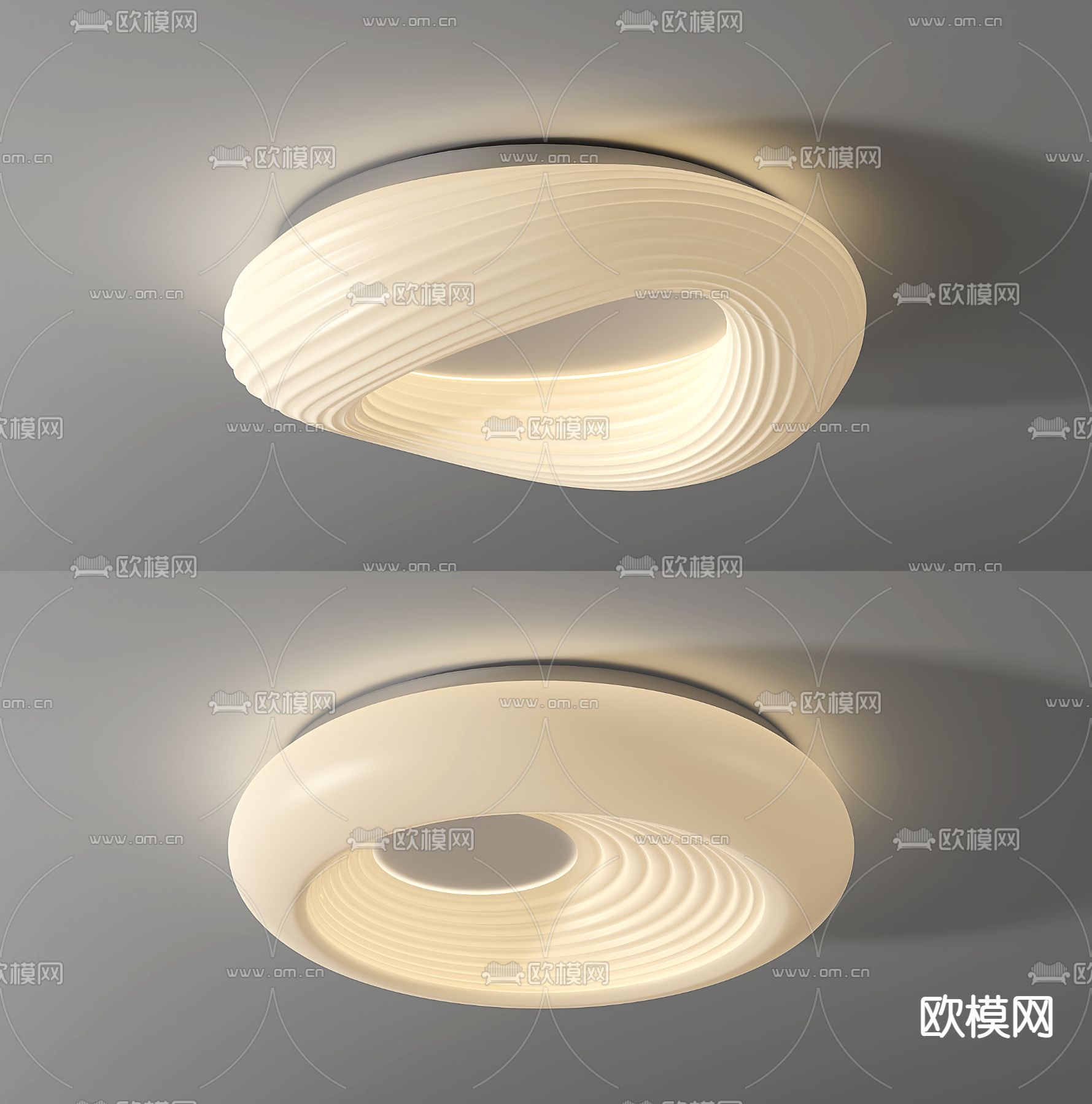 奶油风吸顶灯su模型下载（渲染图1）