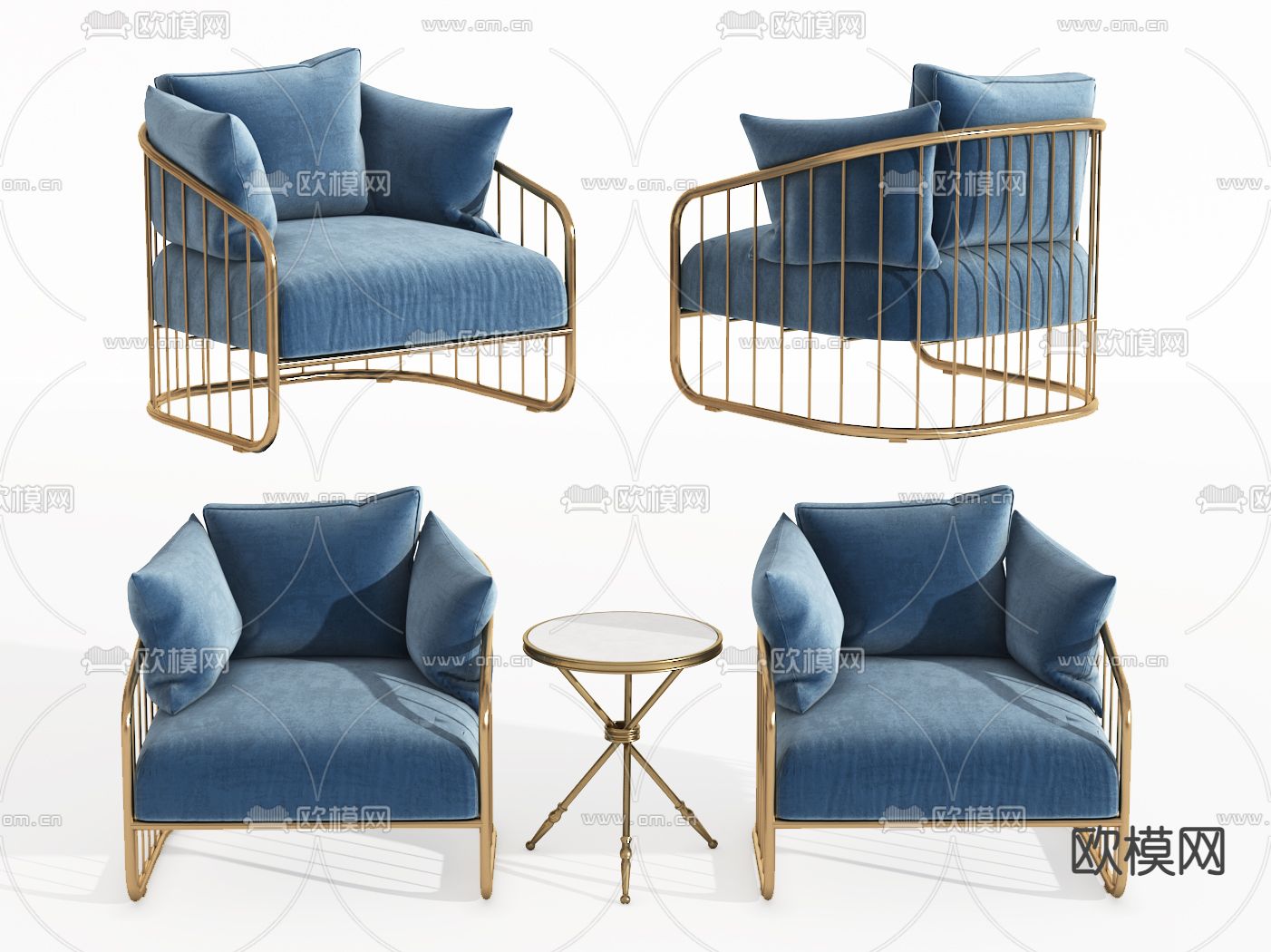 现代休闲椅su模型下载（渲染图1）