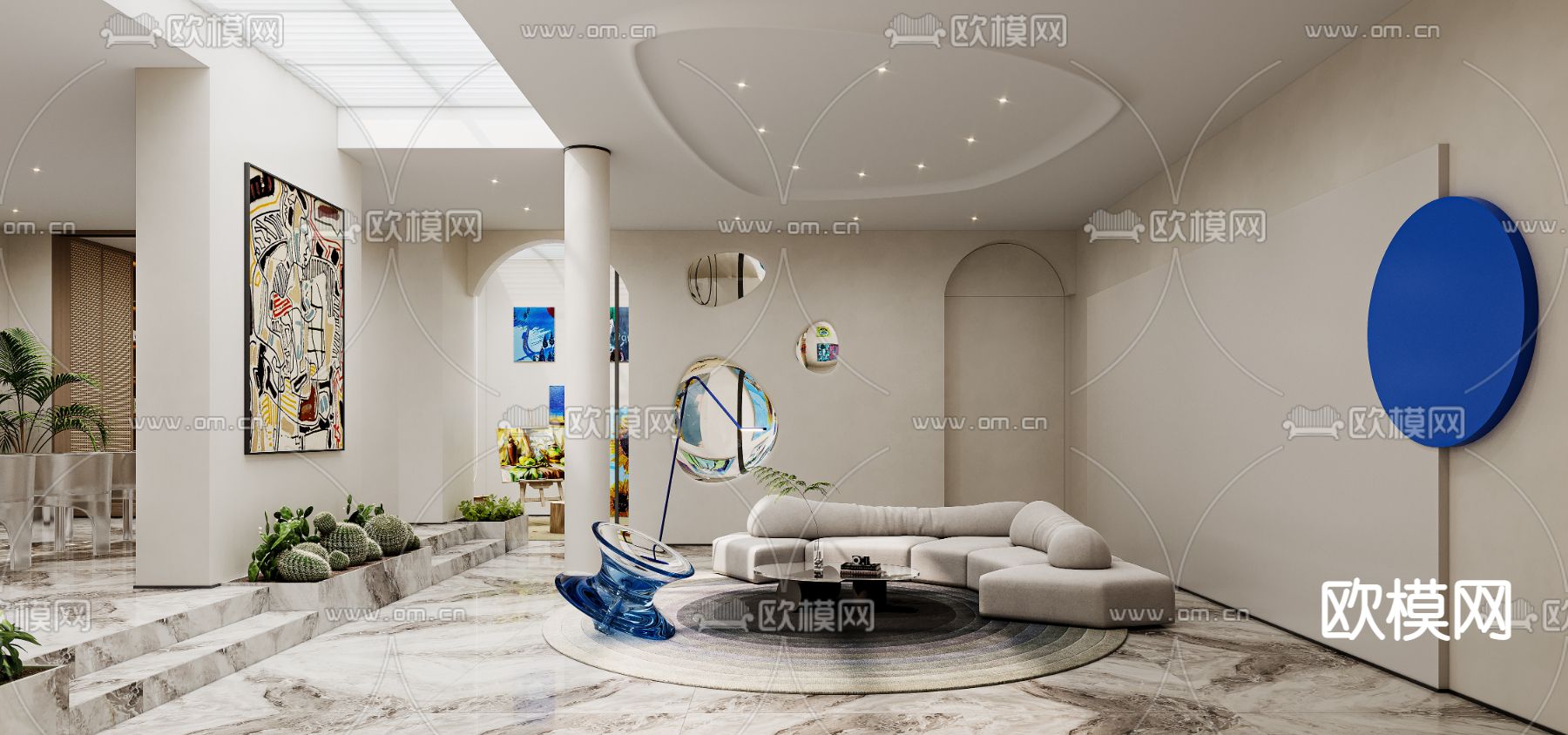 地下室休闲区 台球室3d模型下载（渲染图1）