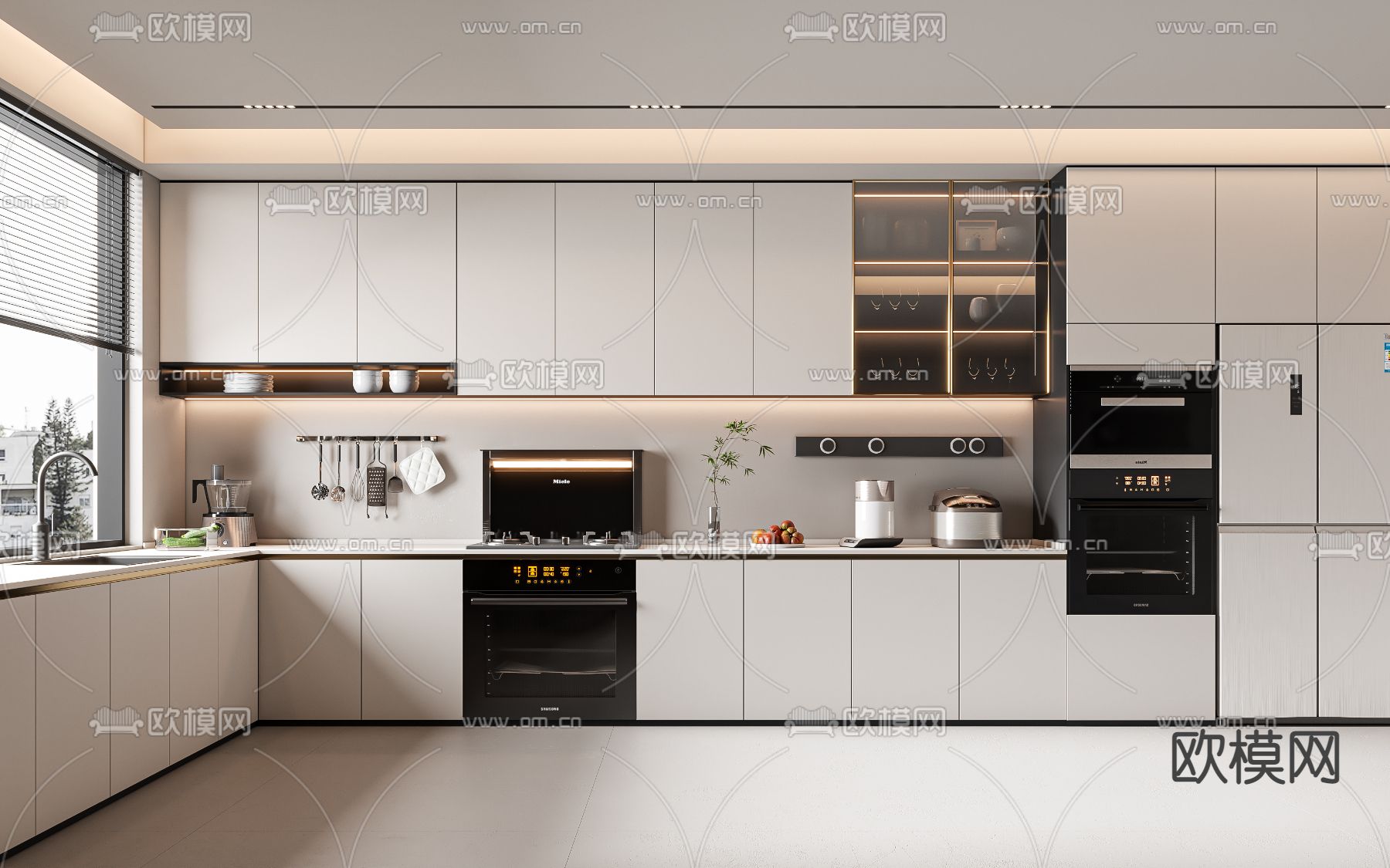 开放式厨房 橱柜3d模型下载