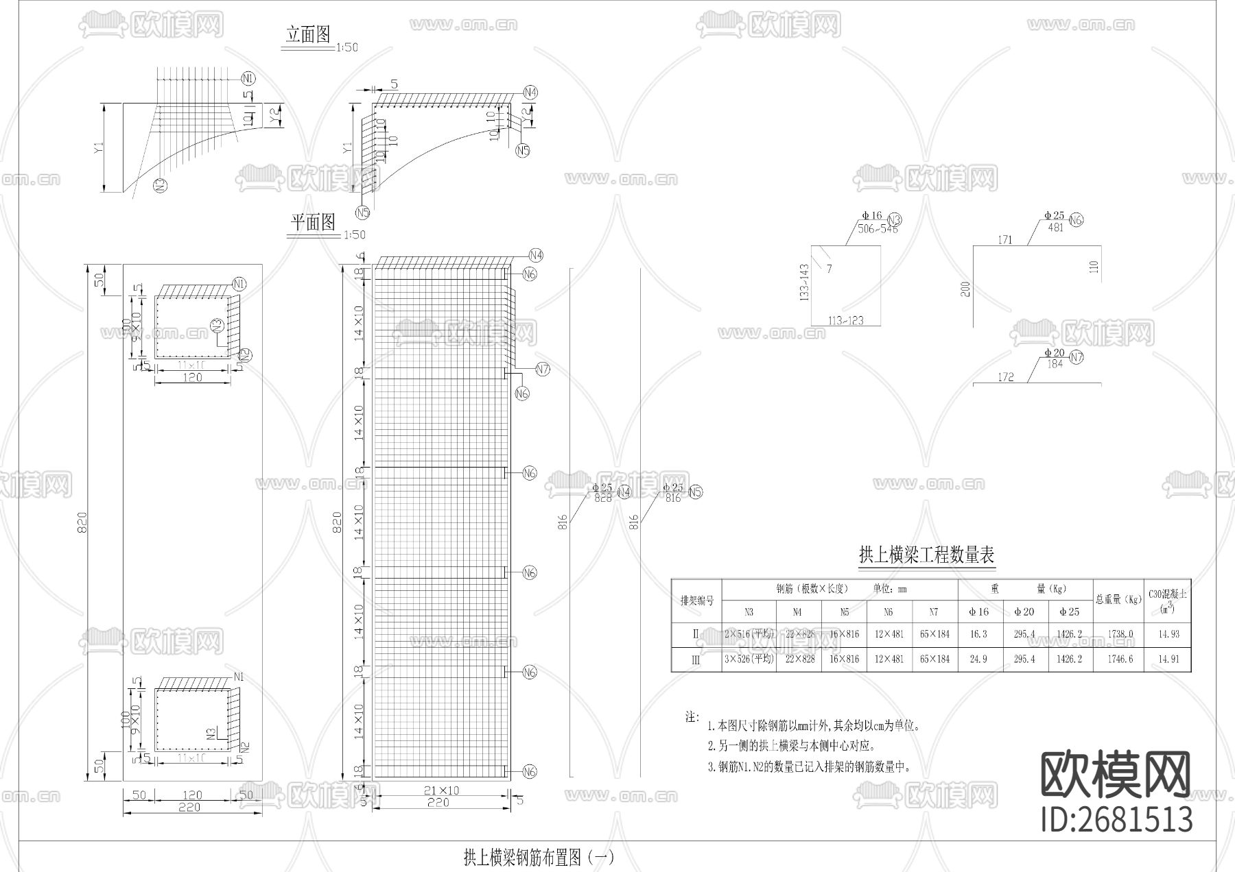拱桥基座钢筋结构节点大样下载（渲染图3）