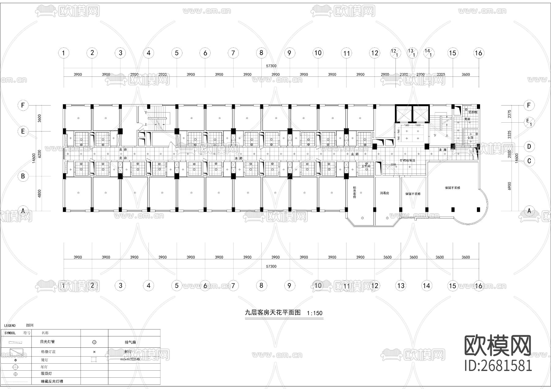 某宾馆装饰平面cad施工图下载（渲染图4）