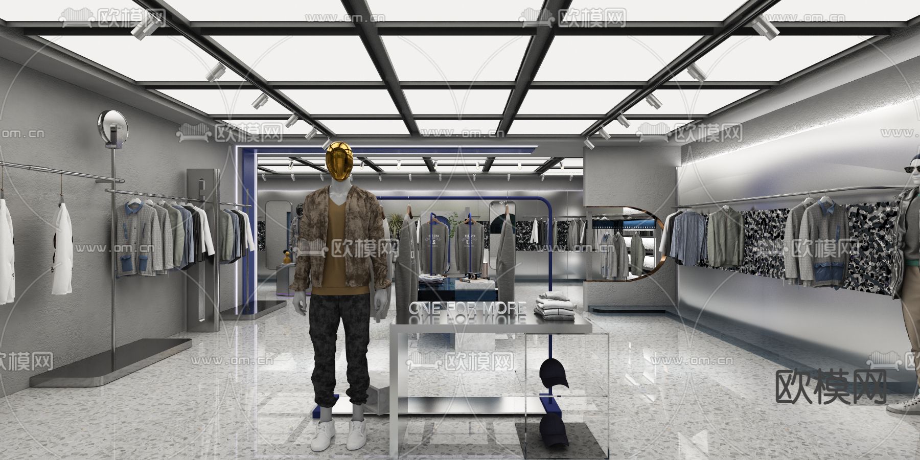 潮流男装 服装店3d模型下载（渲染图2）