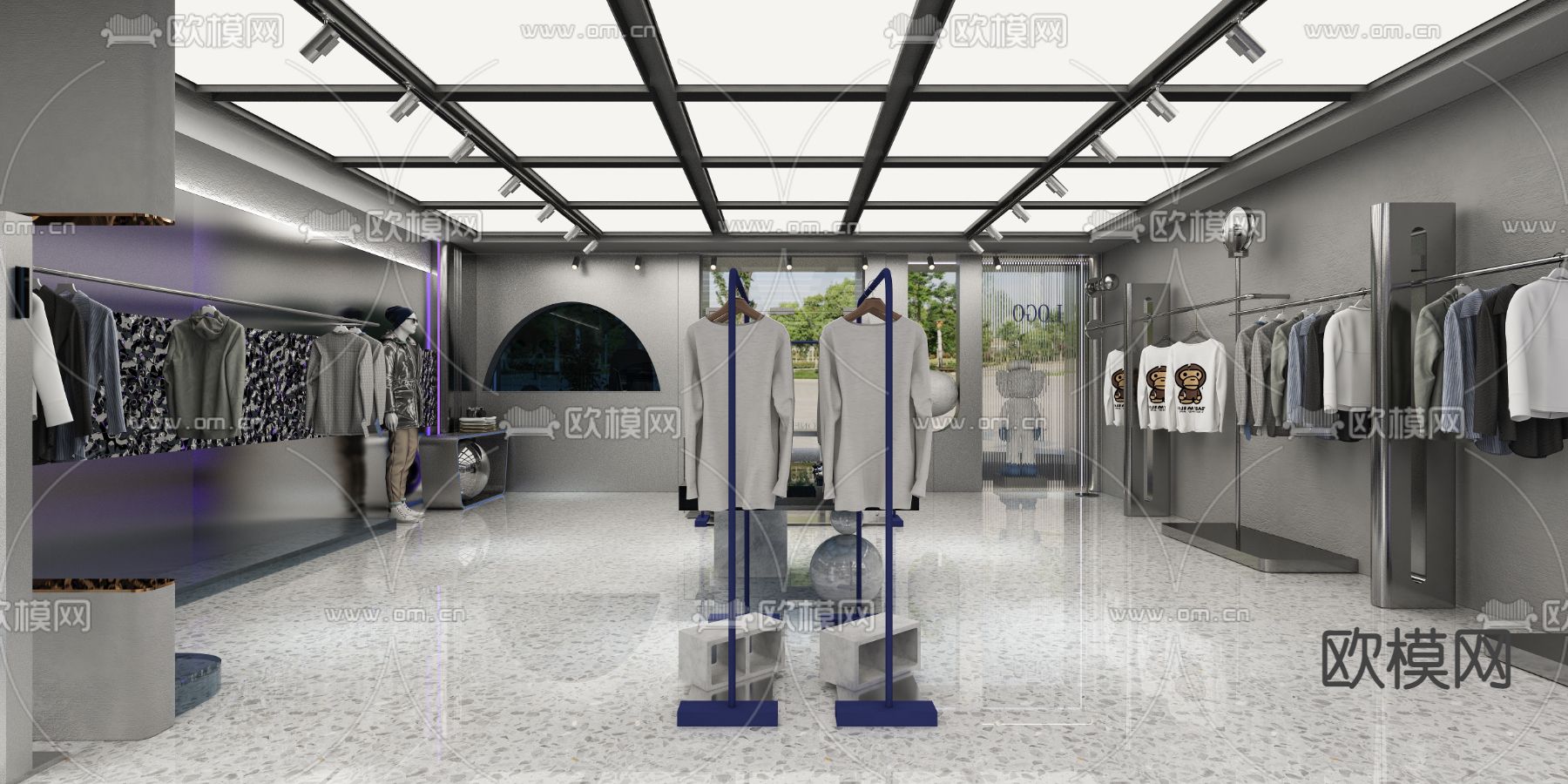 潮流男装 服装店3d模型下载（渲染图3）