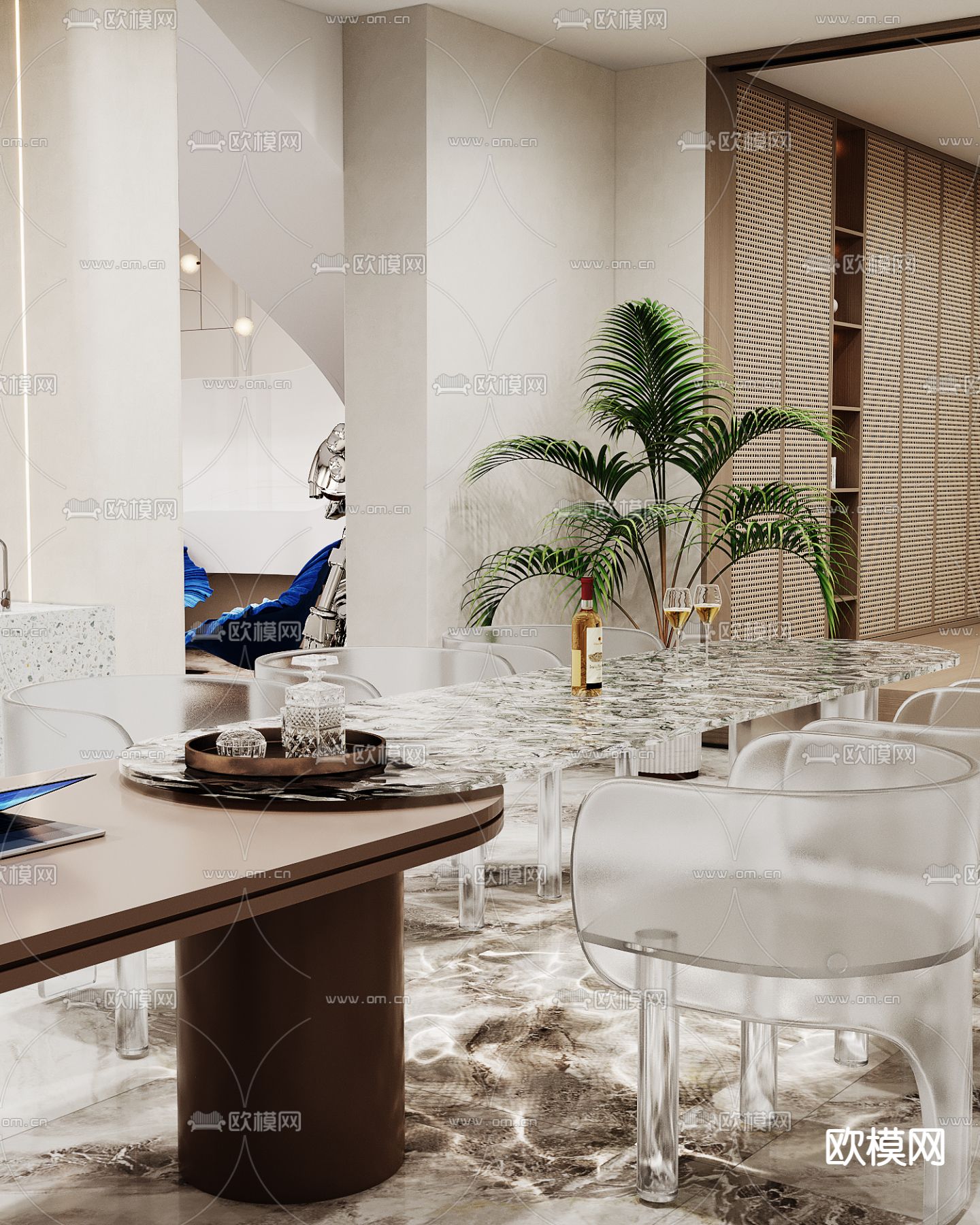 地下室休闲区 台球室3d模型下载（渲染图5）