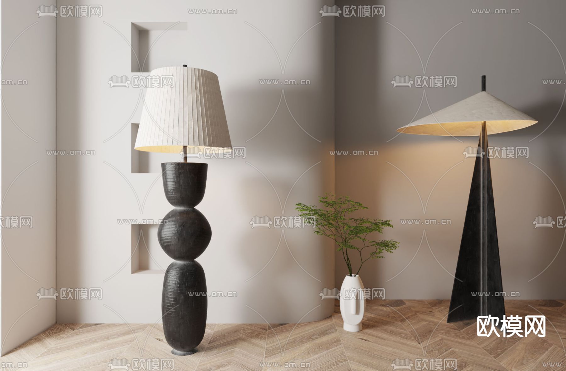 侘寂风落地灯su模型下载（渲染图1）