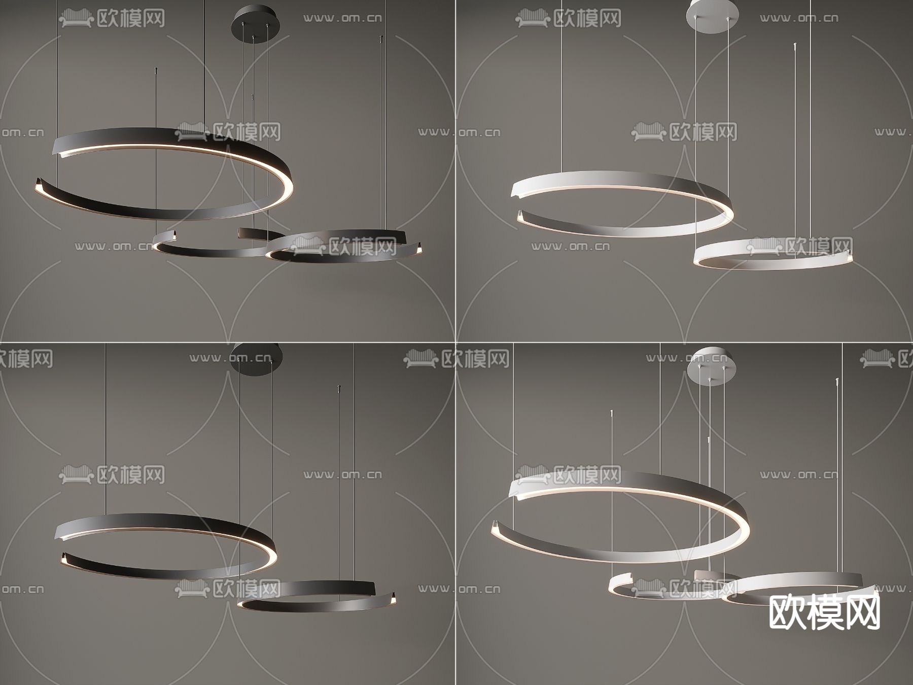 圆环吊灯 大厅灯3d模型下载_ID14123551_3dmax免费模型-欧模网