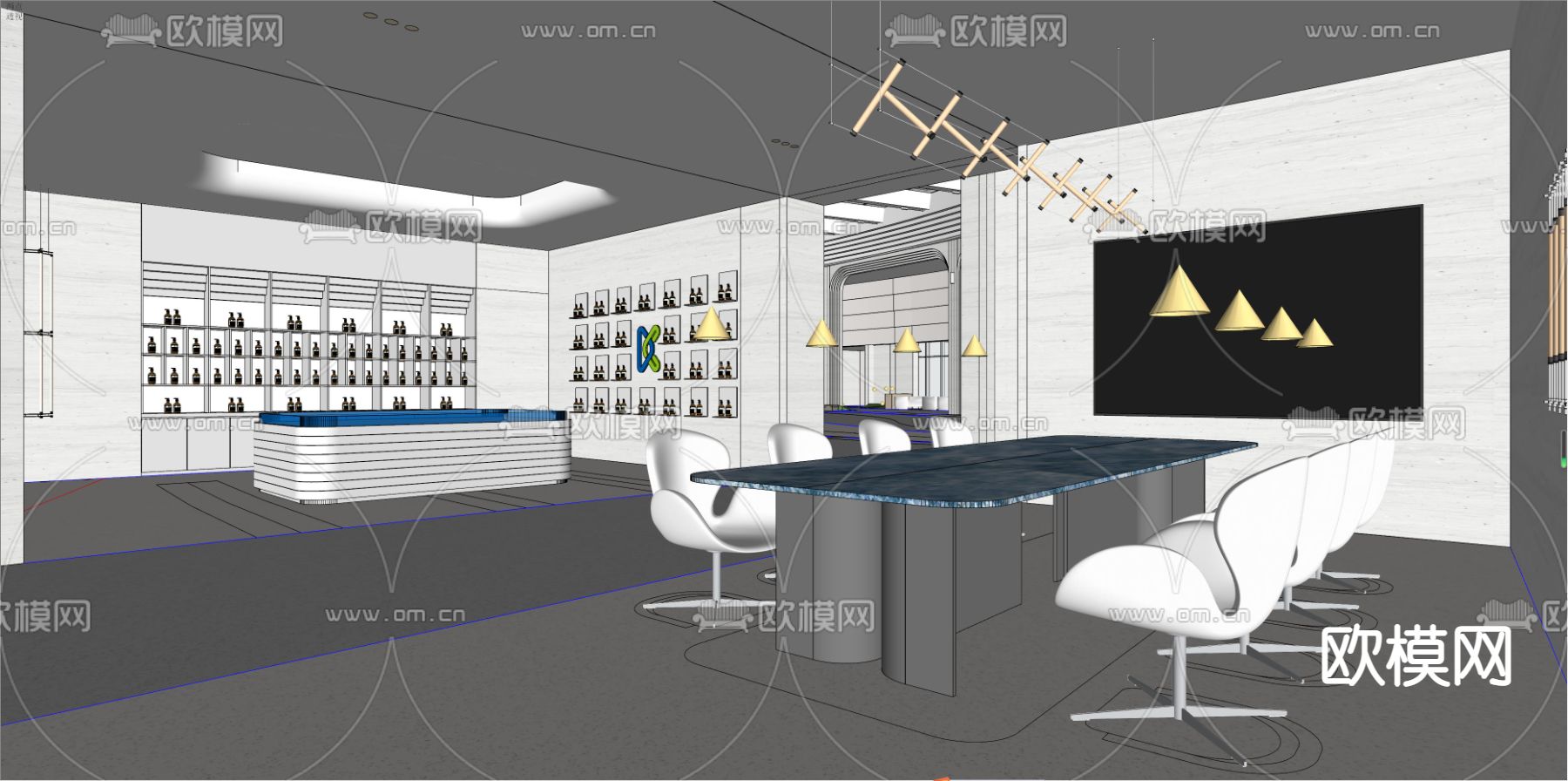 现代商业展厅 展示区su模型下载（渲染图2）