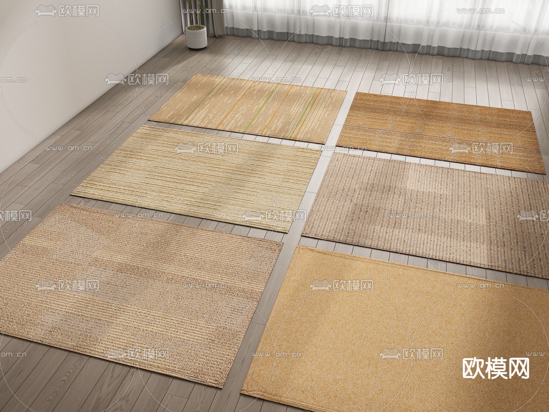 现代地毯 方毯3d模型下载