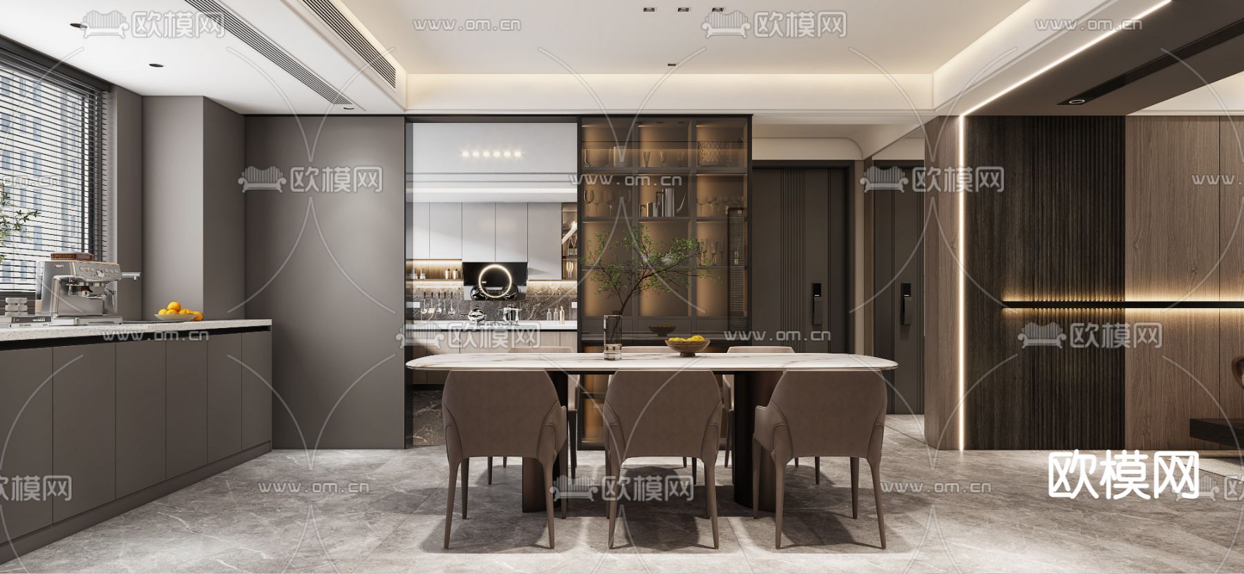 北欧客餐厅3d模型下载（渲染图4）