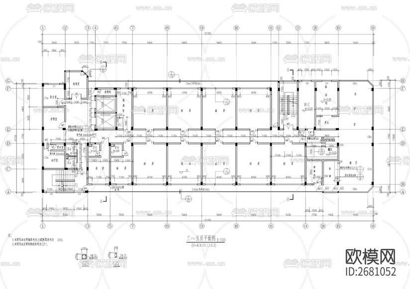某精神病療養(yǎng)院全套建筑CAD施工圖下載(渲染圖4)