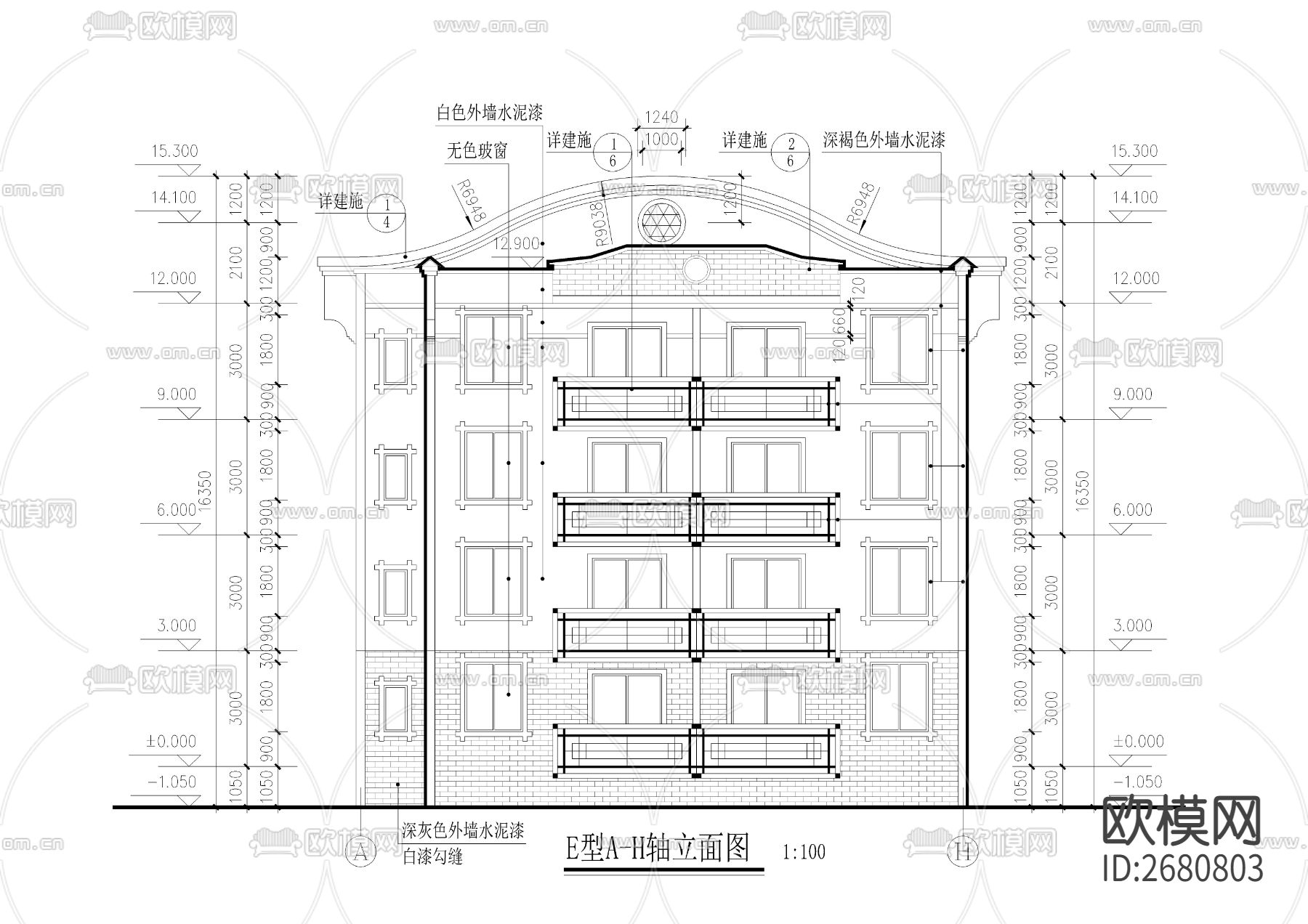 三款经典中式微派建筑CAD施工图下载（渲染图8）