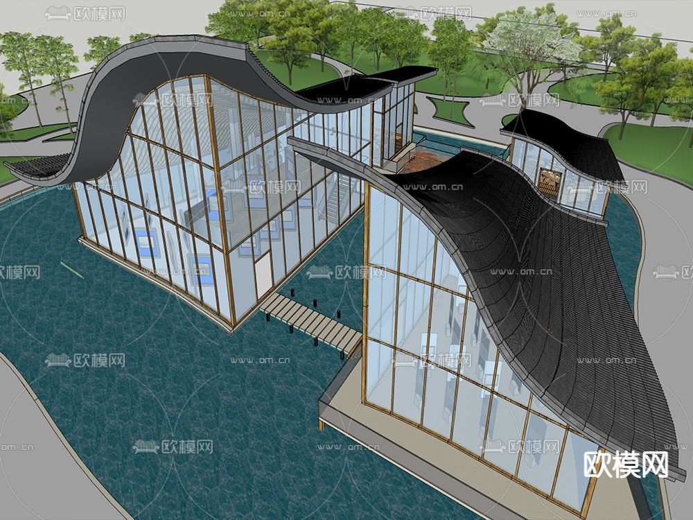 现代公共美术馆su模型下载（渲染图4）
