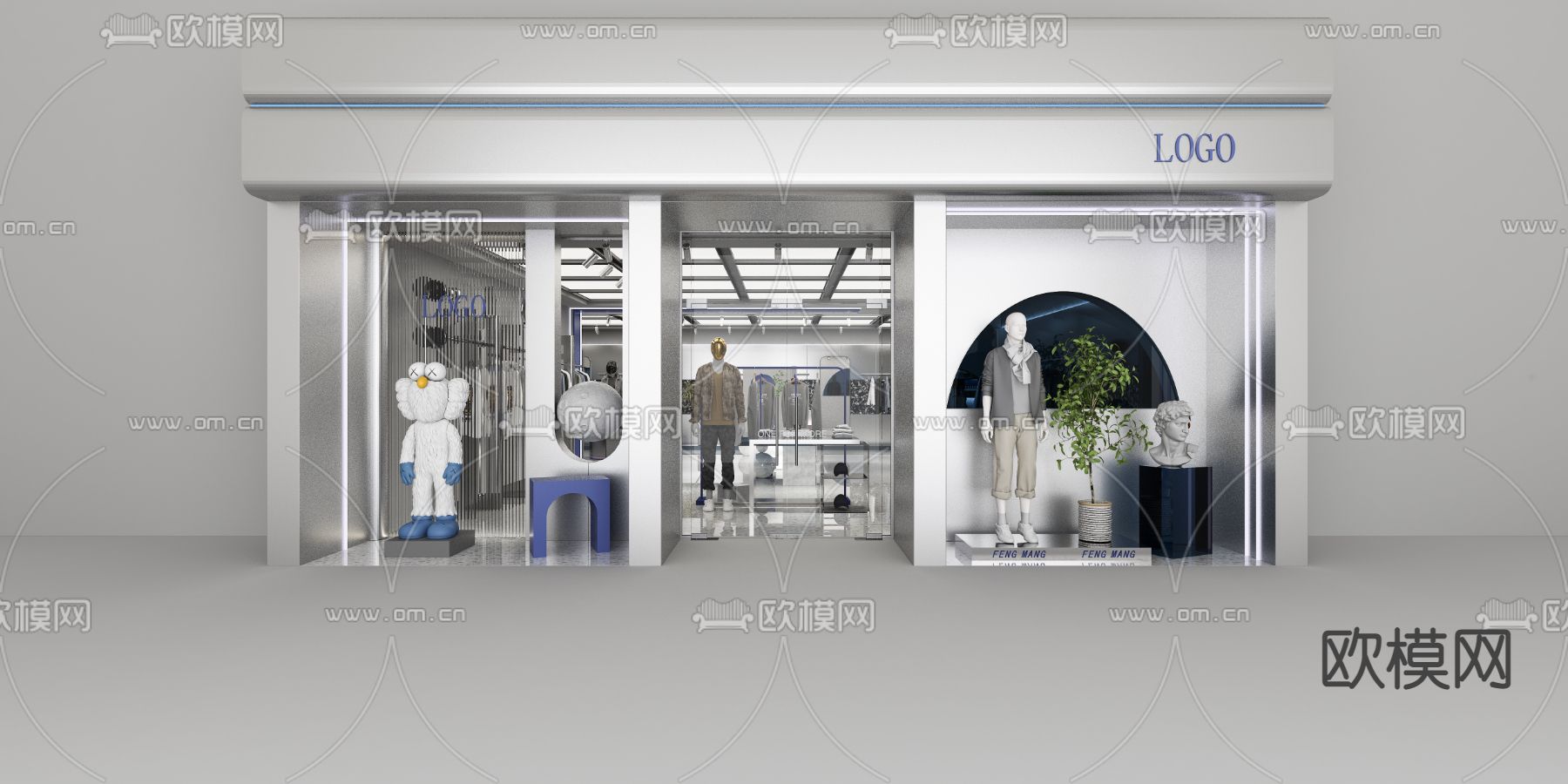 潮流男装 服装店3d模型下载（渲染图1）