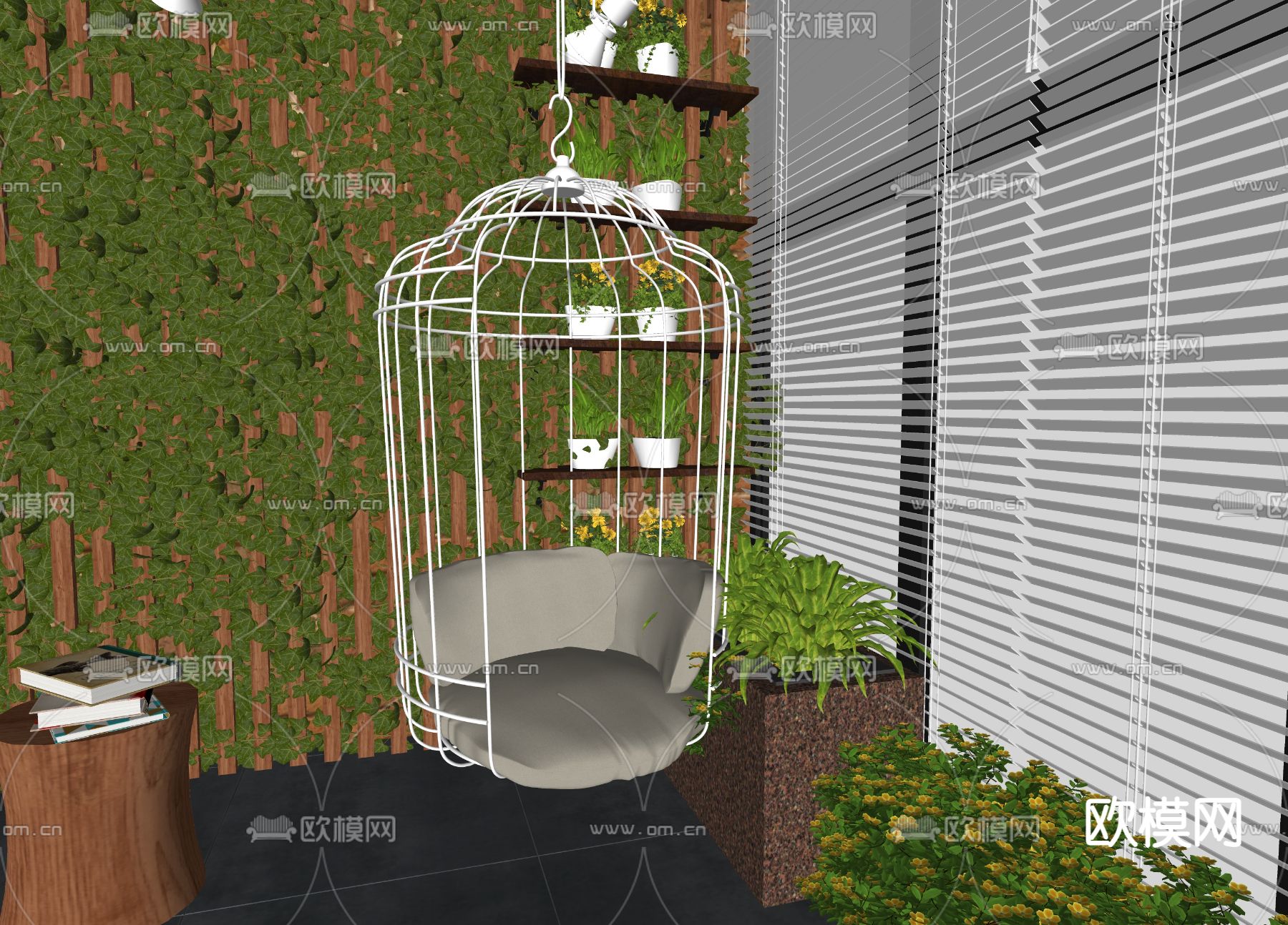 绿植 吊椅su模型下载（渲染图2）