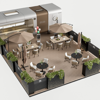 现代咖啡厅外摆su模型