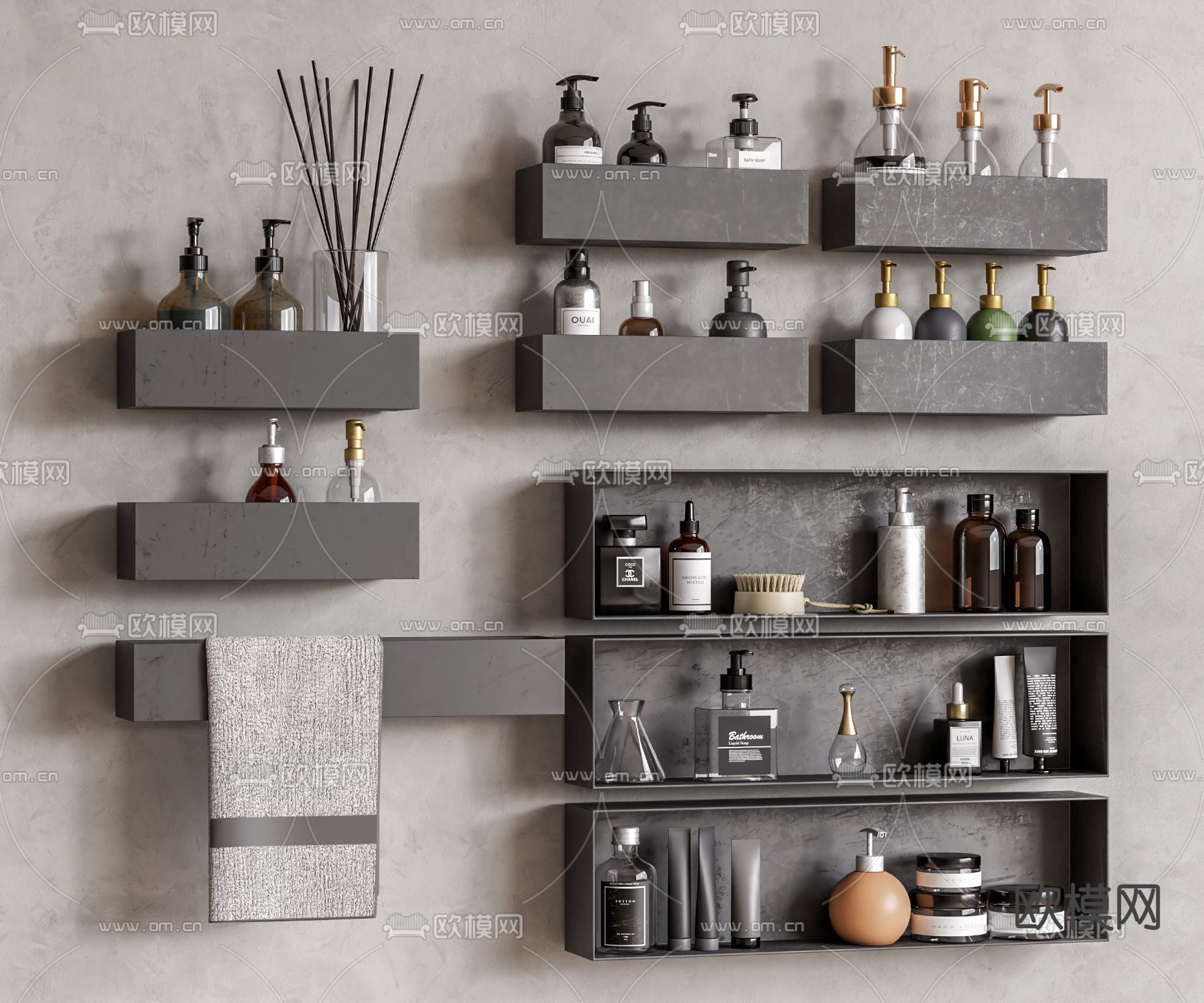 现代洗浴用品su模型下载（渲染图1）