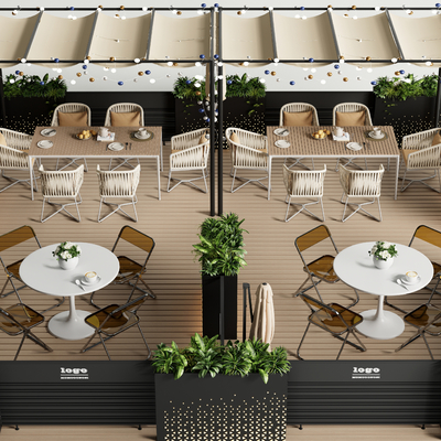  现代咖啡厅外摆su模型 