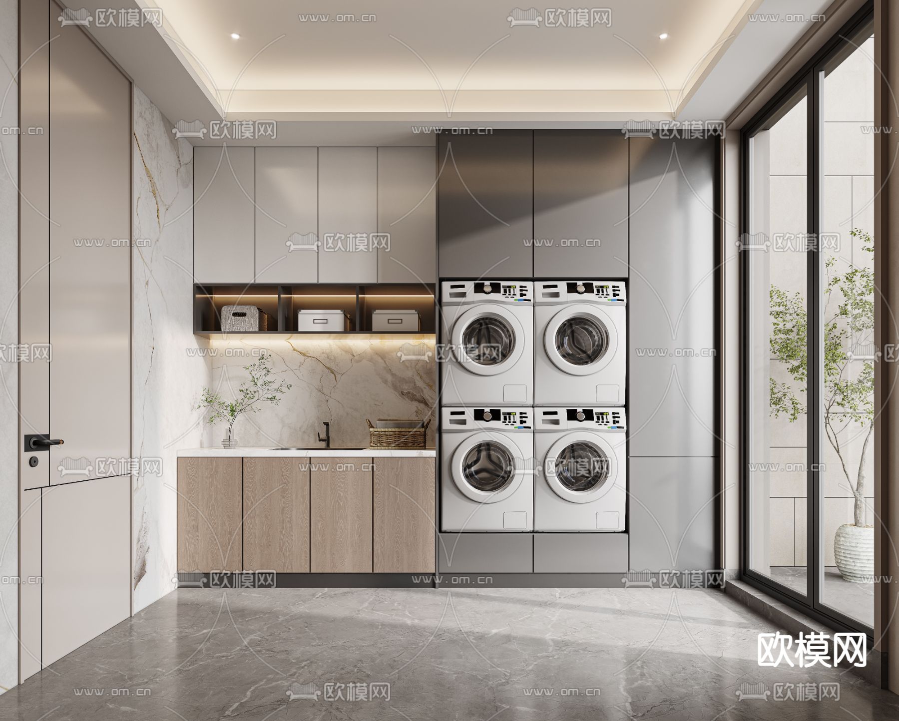 生活阳台 洗衣房3d模型下载