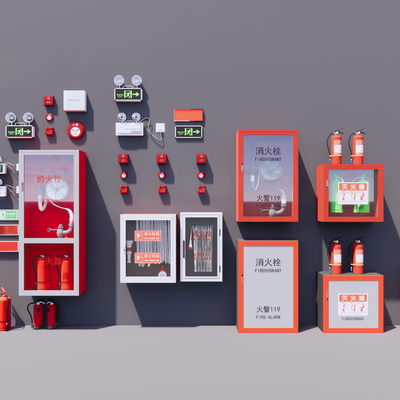  现代消防器材su模型 