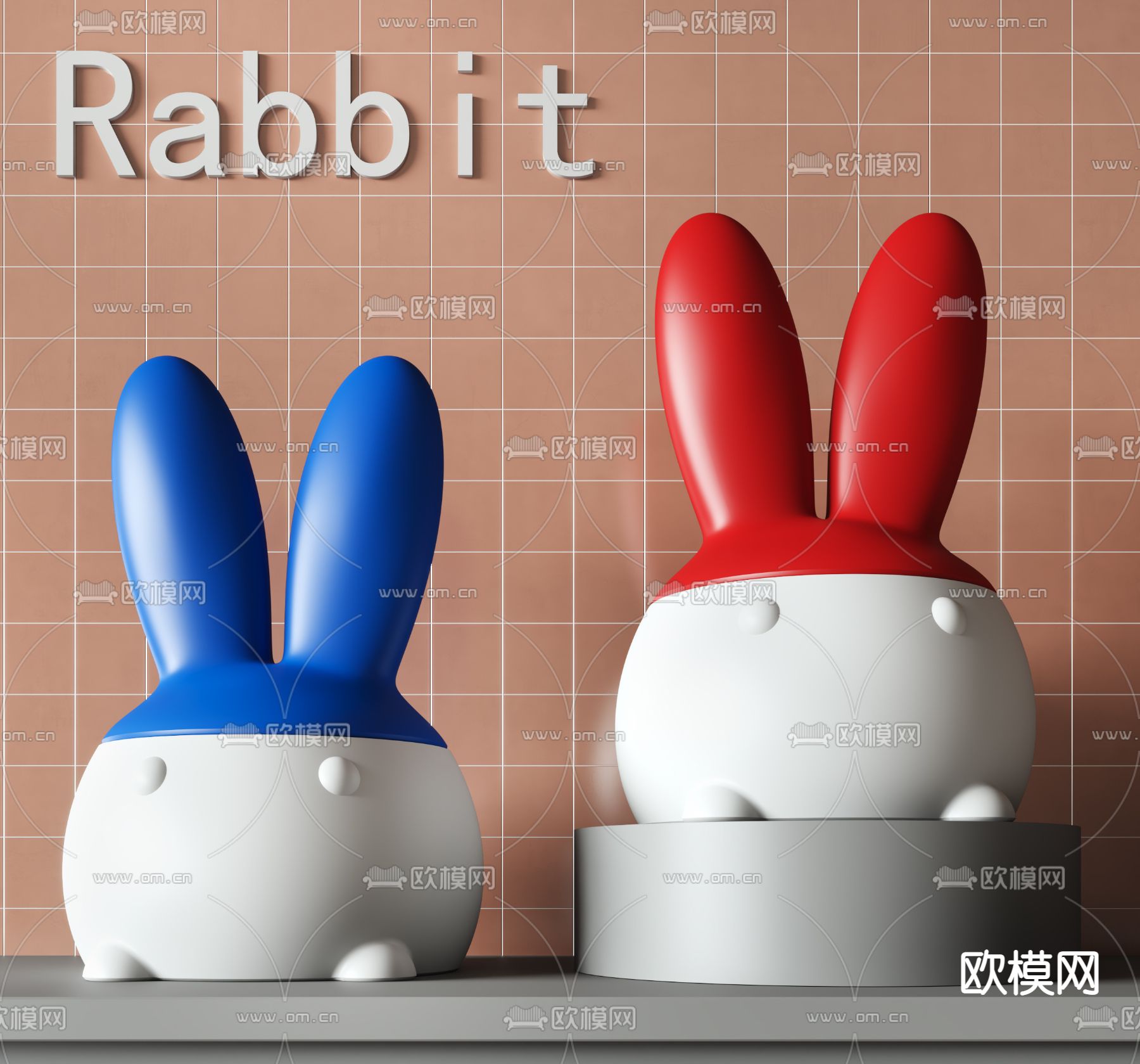 兔子潮玩 卡通摆件3d模型下载