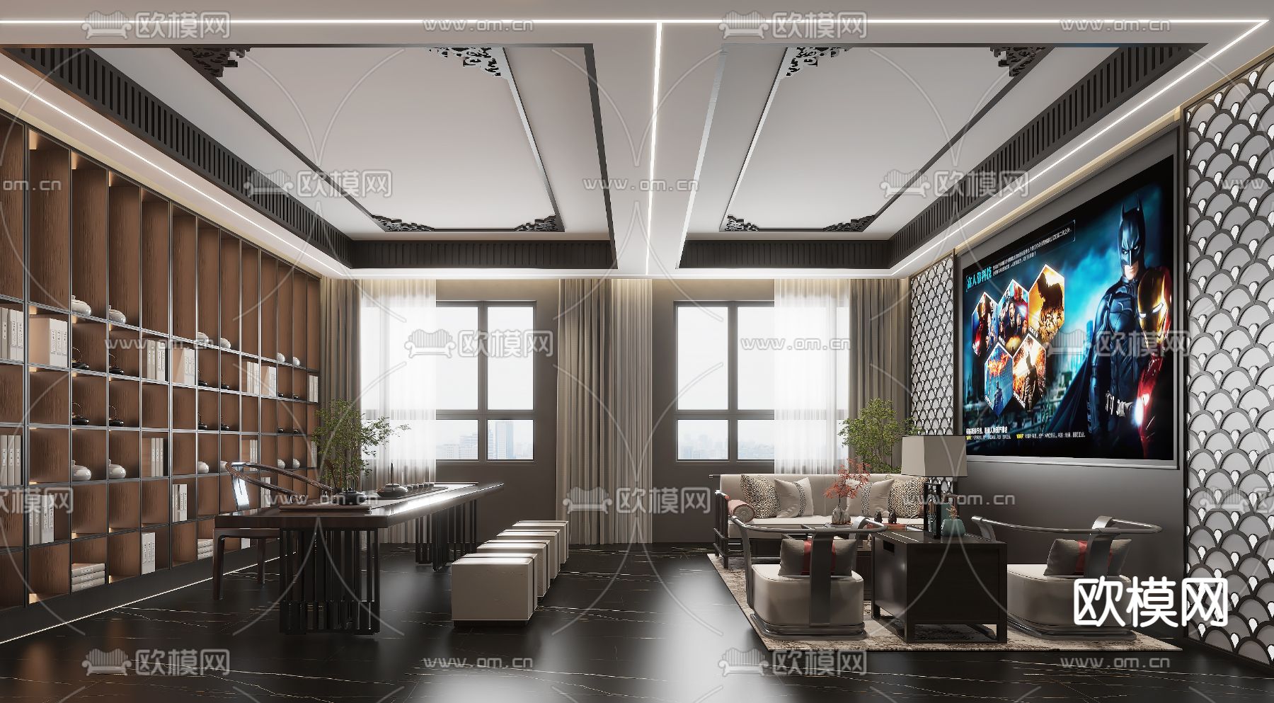 会所茶室 会客室3d模型下载（渲染图2）