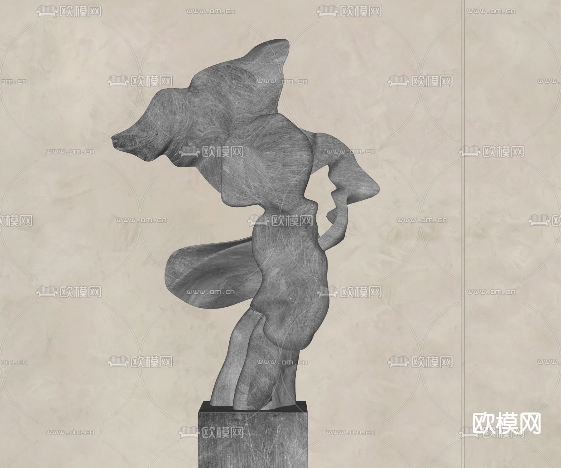 抽象雕塑摆件su模型下载（渲染图2）