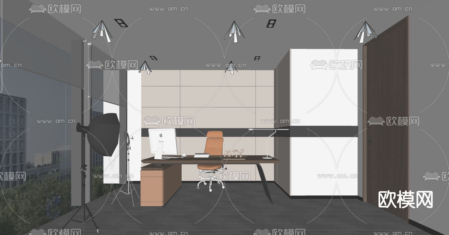 现代直播间su模型下载（渲染图2）