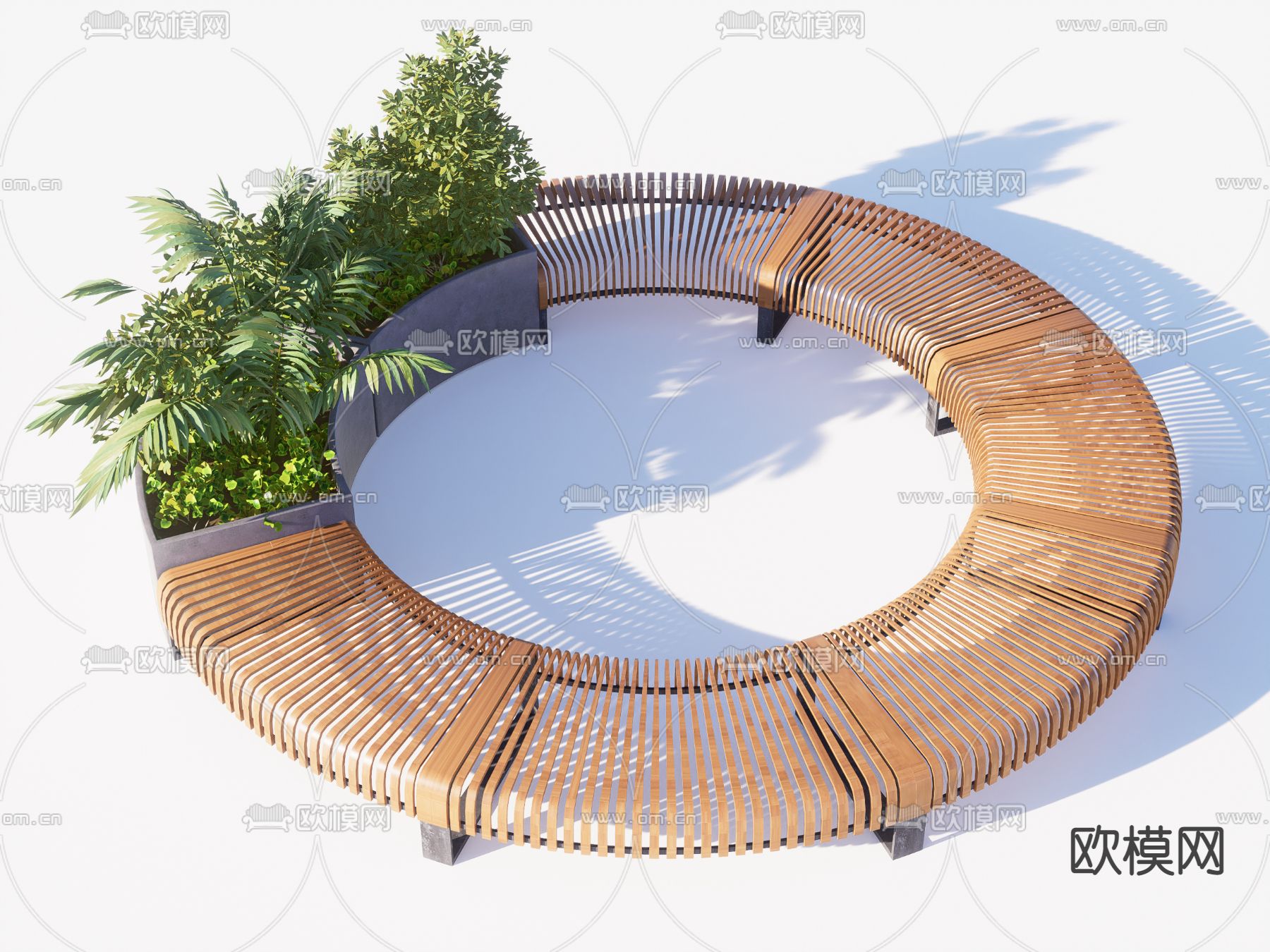 户外景观座椅花箱花池su模型下载（渲染图1）