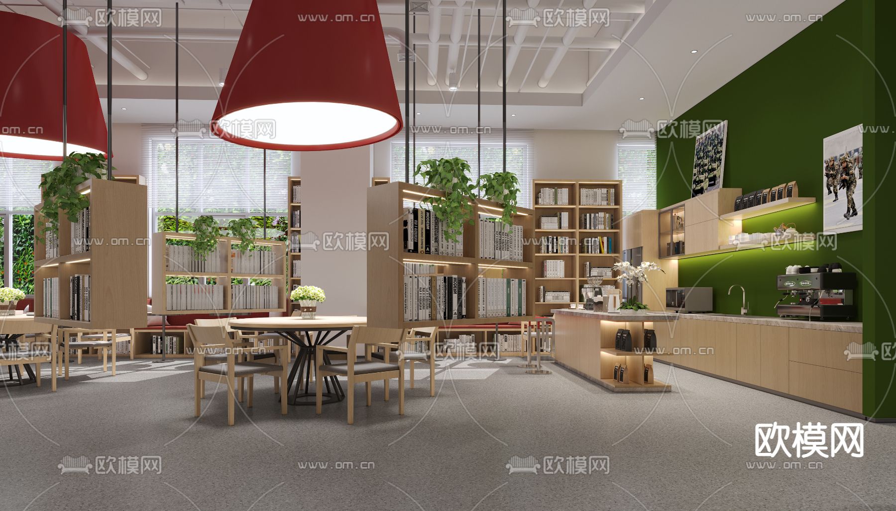 新中式图书馆su模型下载（渲染图5）