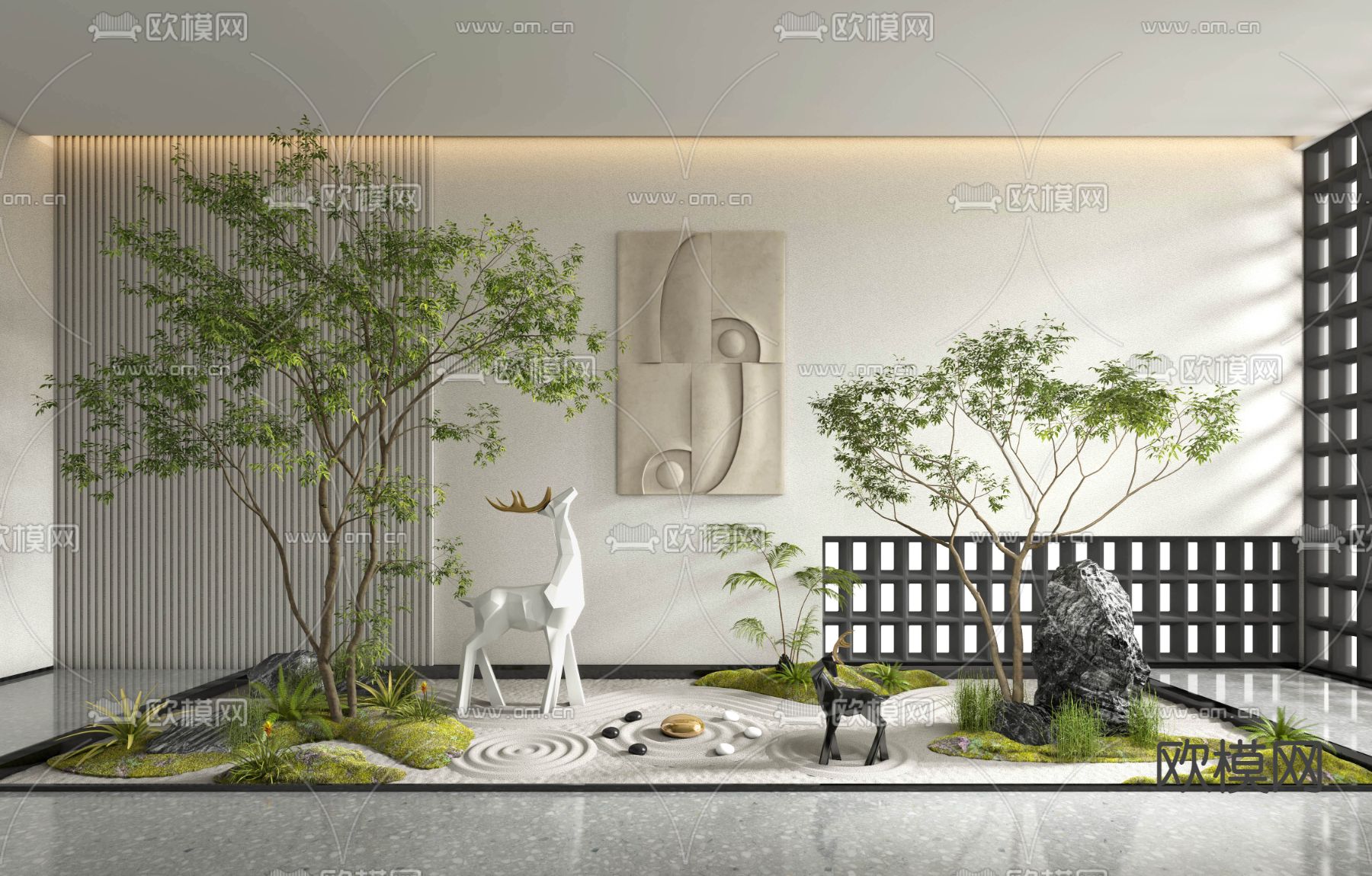 室内景观 植物堆su模型下载（渲染图1）