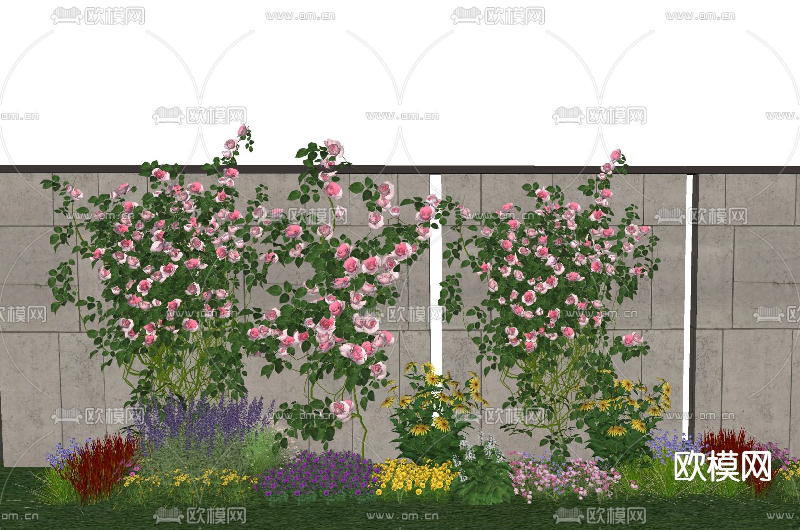 月季爬藤花草su模型下载（渲染图2）