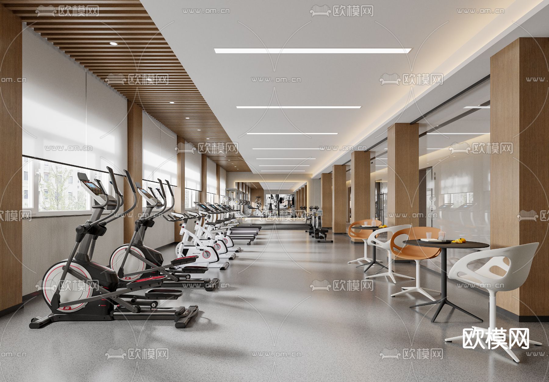 健身房 运动器材 跑步机3d模型下载（渲染图3）