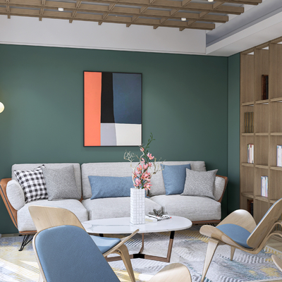  现代休息室 洽谈室su模型 