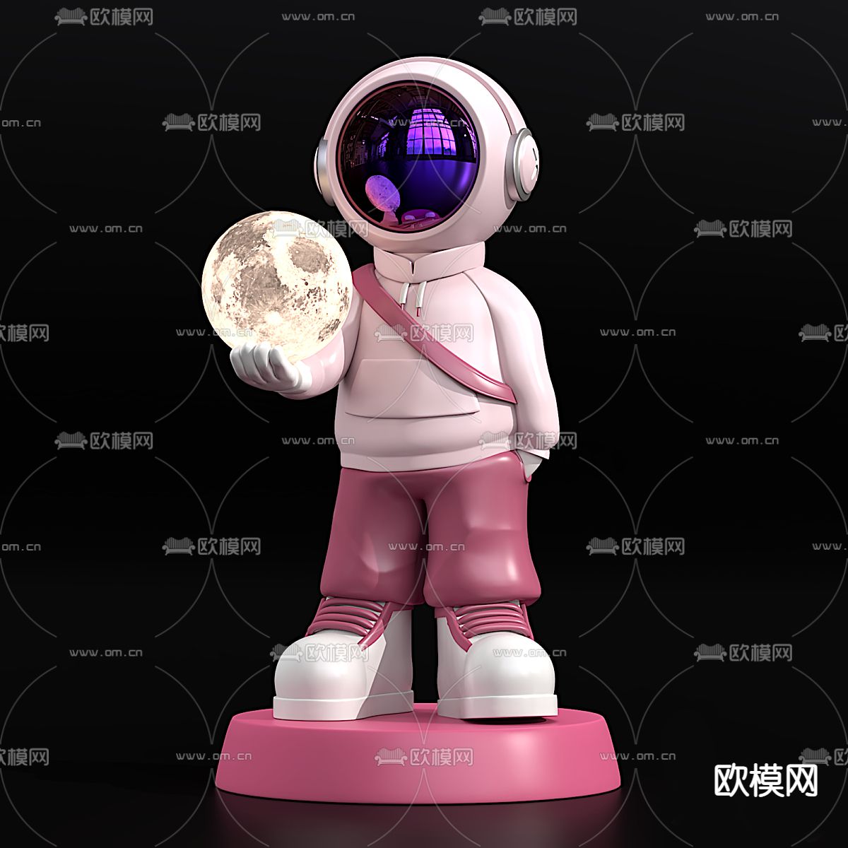 潮玩 宇航员 太空人 月球灯3d模型下载（渲染图3）