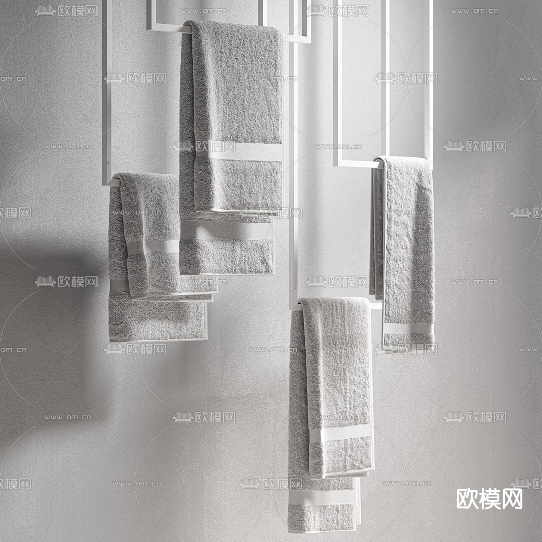 毛巾架 毛巾3d模型下载（渲染图2）