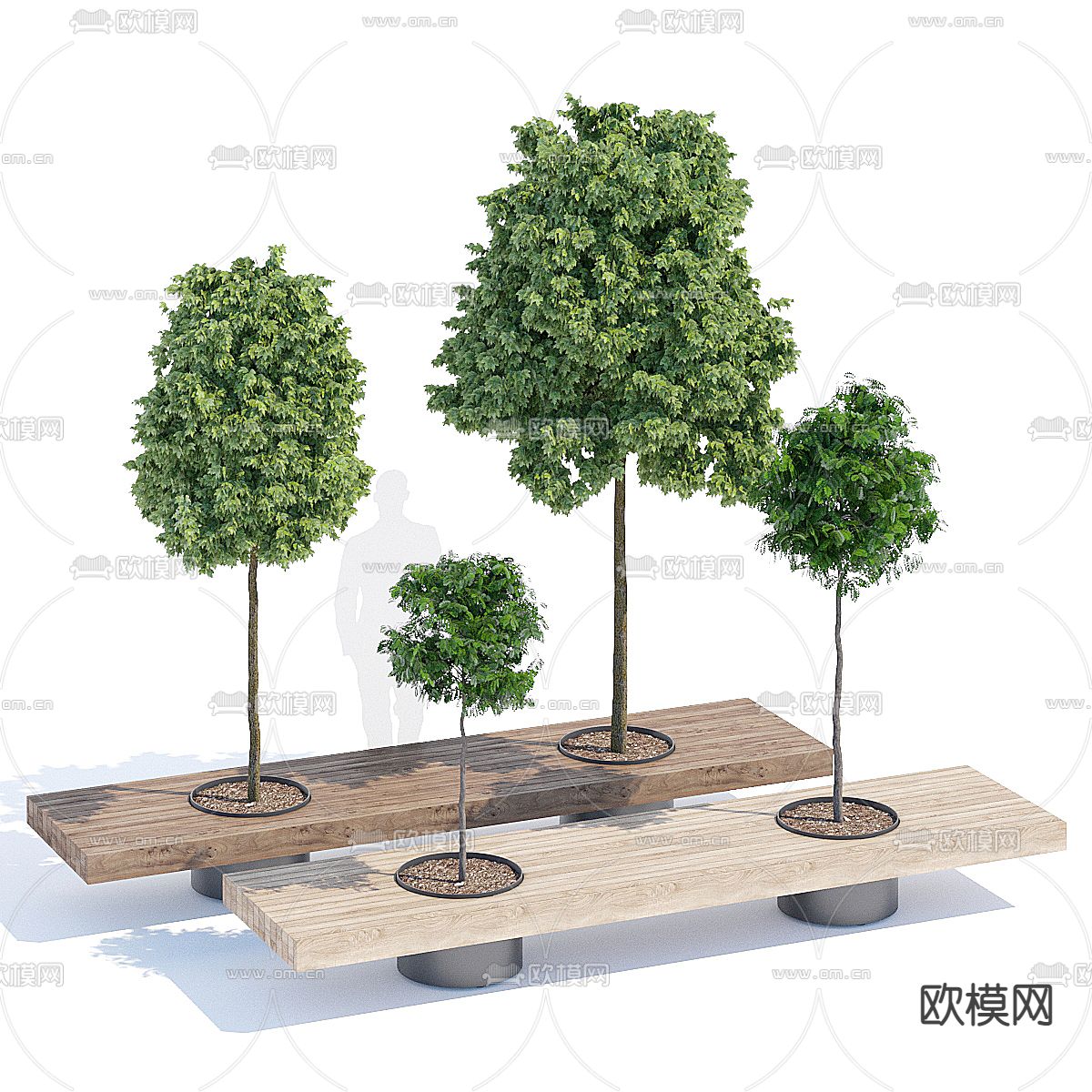 现代公共座椅树池su模型下载（渲染图1）