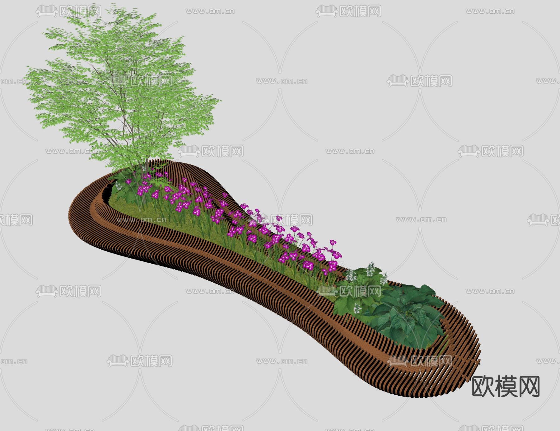 户外景观座椅花箱花池su模型下载（渲染图2）