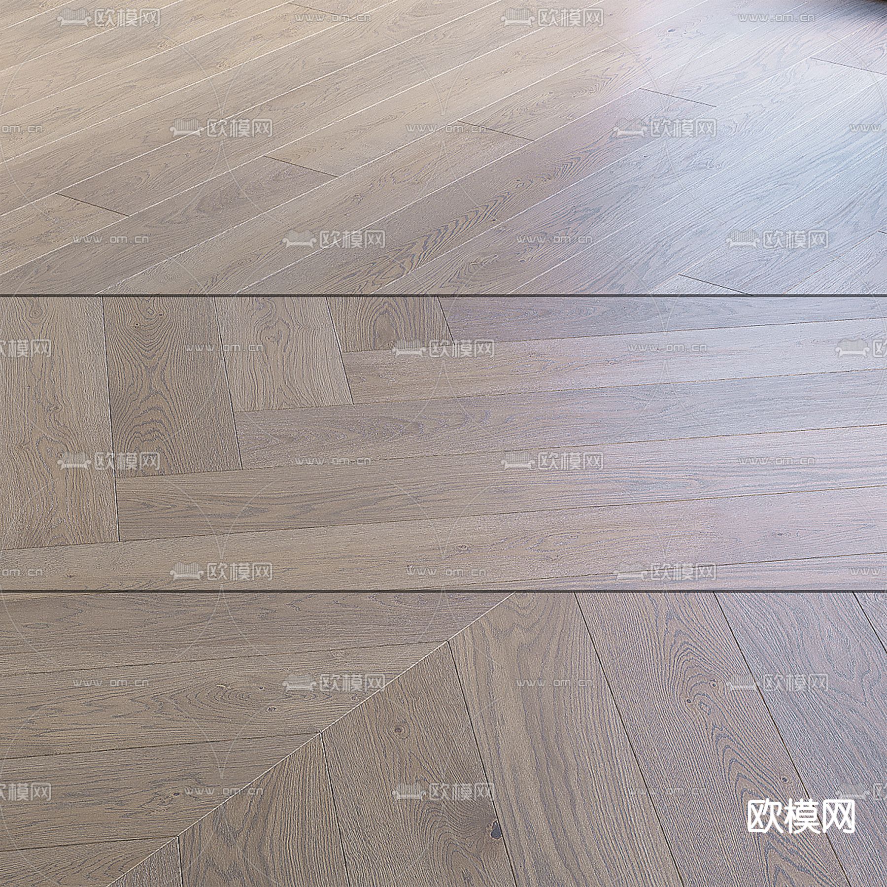 现代木地板 鱼骨纹地板3d模型下载（渲染图1）