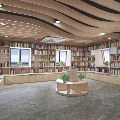  现代图书馆su模型 