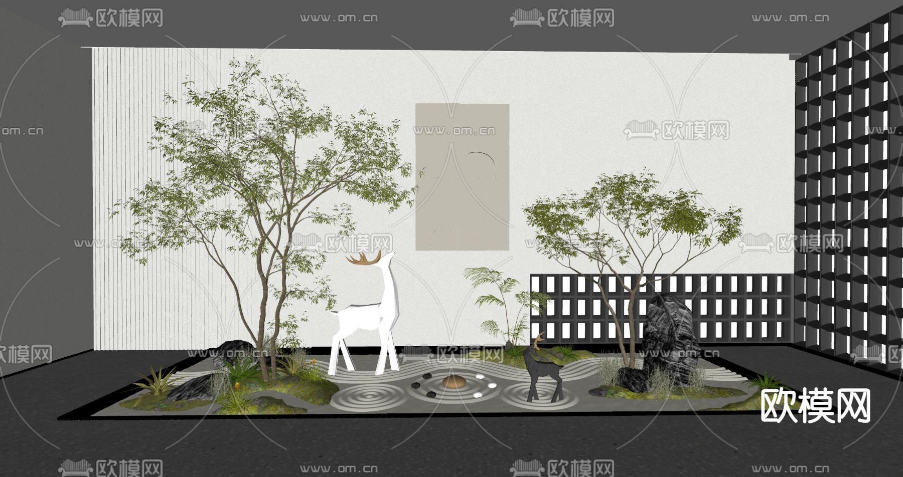 室内景观 植物堆su模型下载（渲染图2）