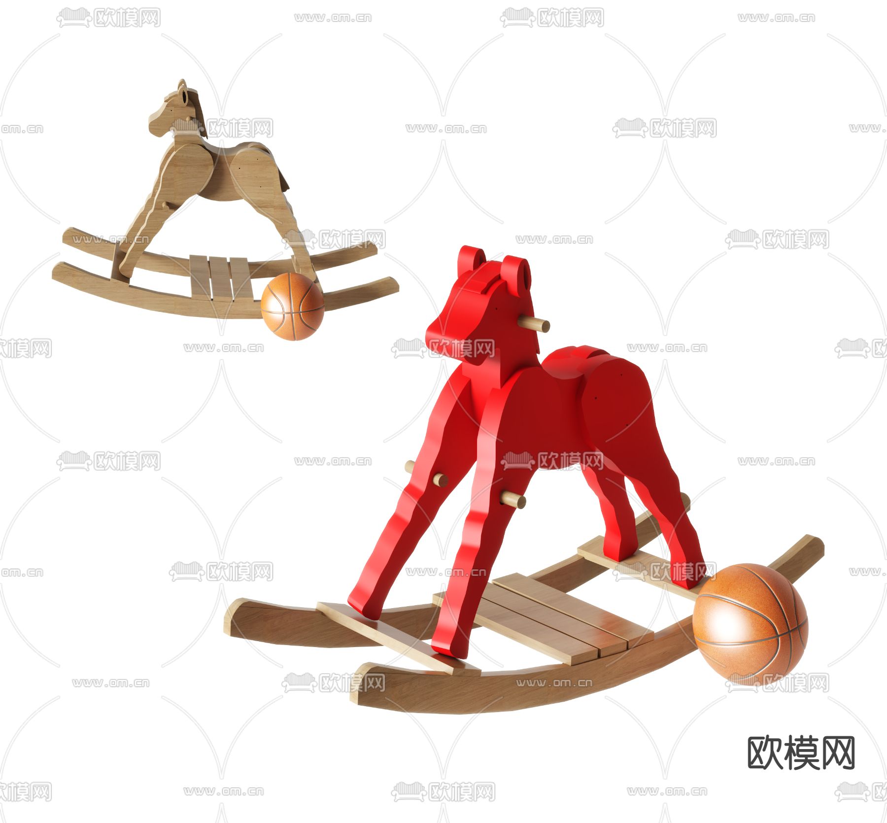 儿童木马玩具 摇摇椅su模型下载（渲染图1）