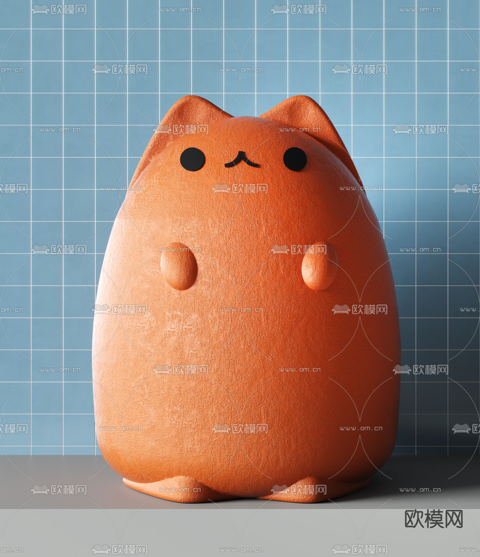 胖吉喵 潮玩摆件su模型下载（渲染图1）