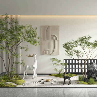  室内景观 植物堆su模型 