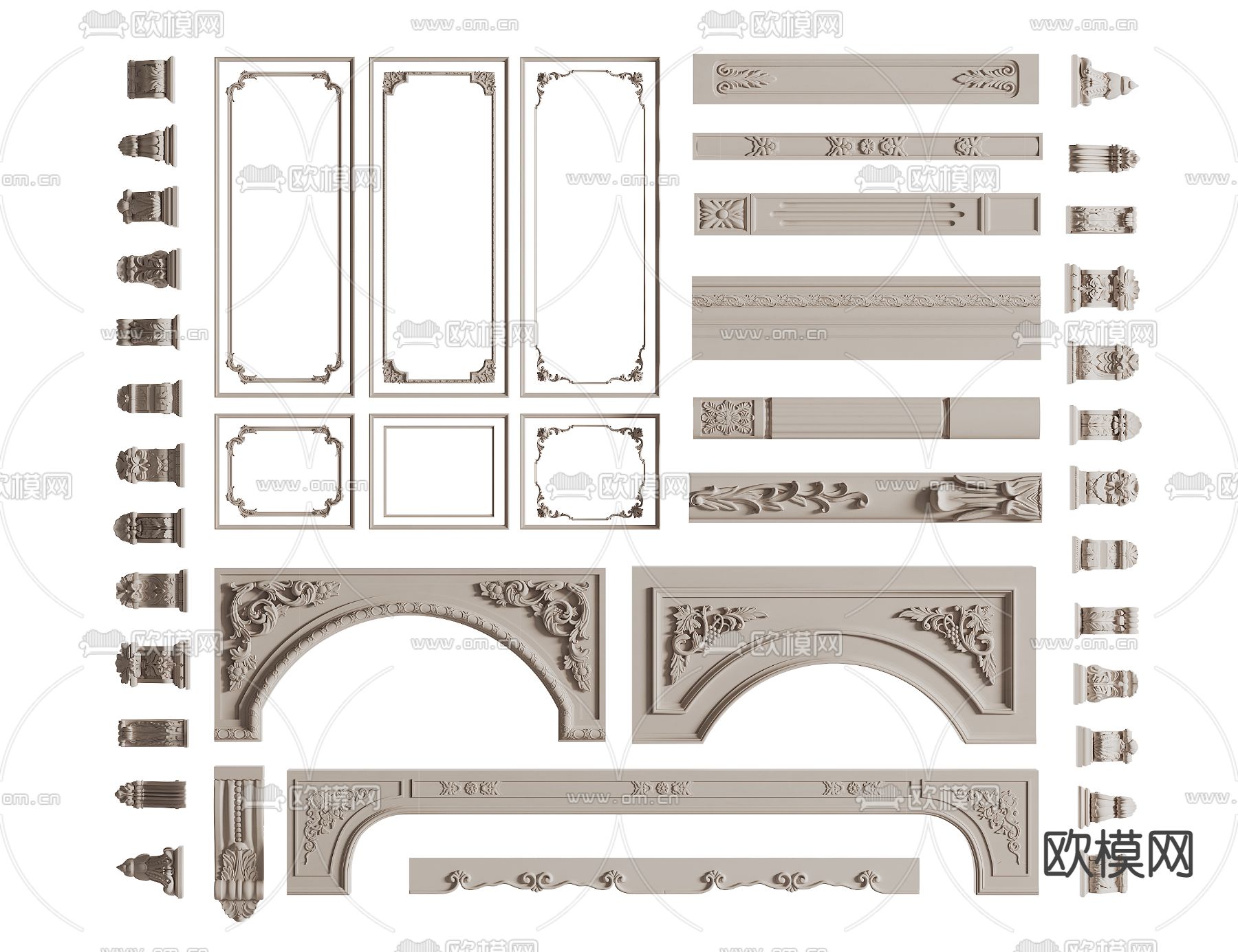 欧式雕花 角线 线条3d模型下载