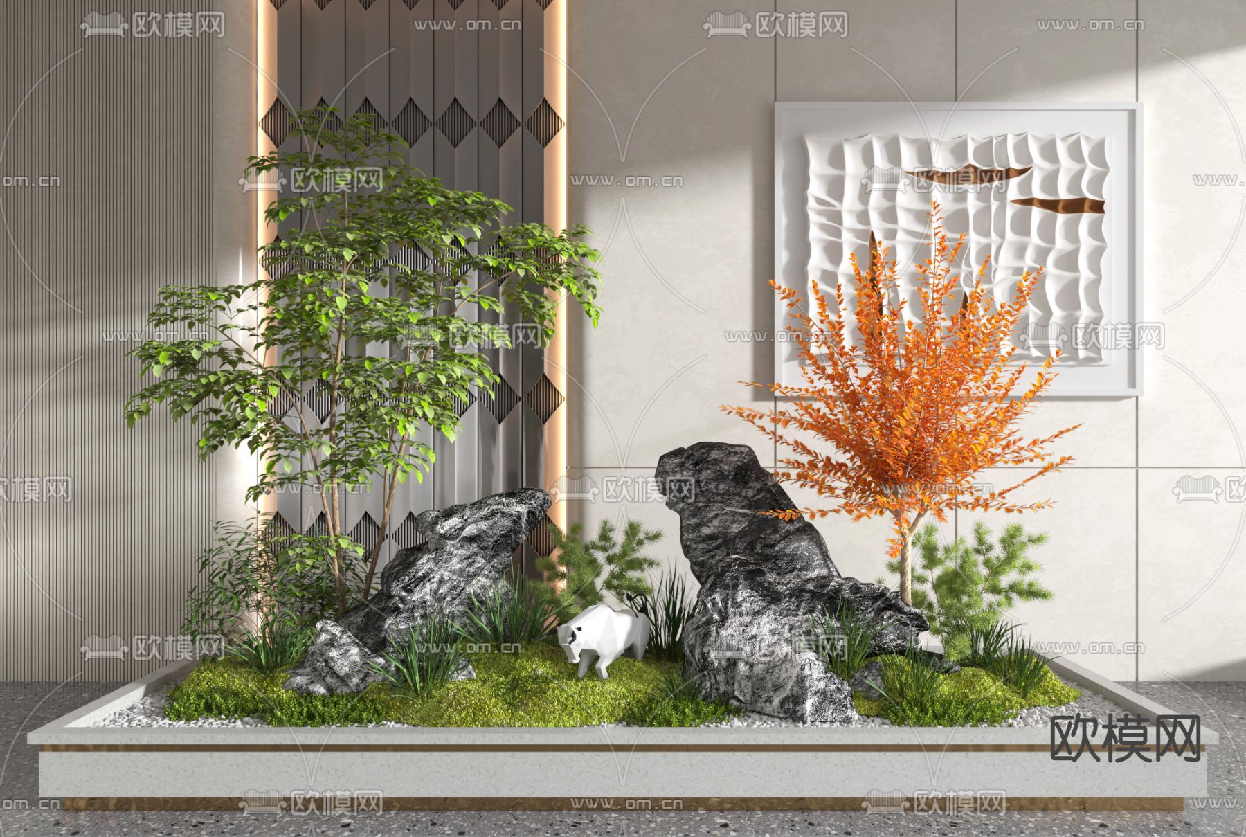现代室内植物造景小品su模型下载_ID14125693_sketchup模型下载-欧模网