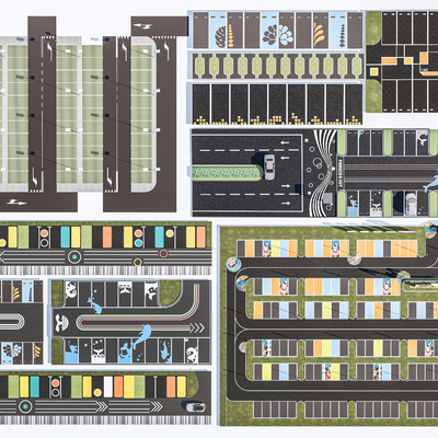  现代停车场su模型 