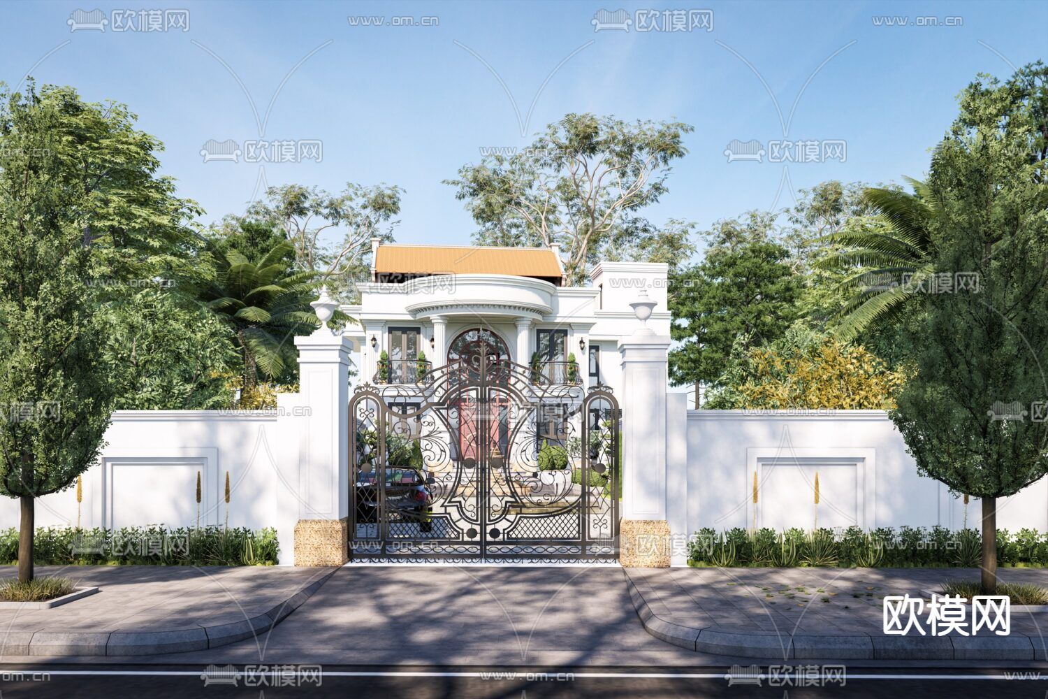 欧式别墅su模型下载（渲染图6）