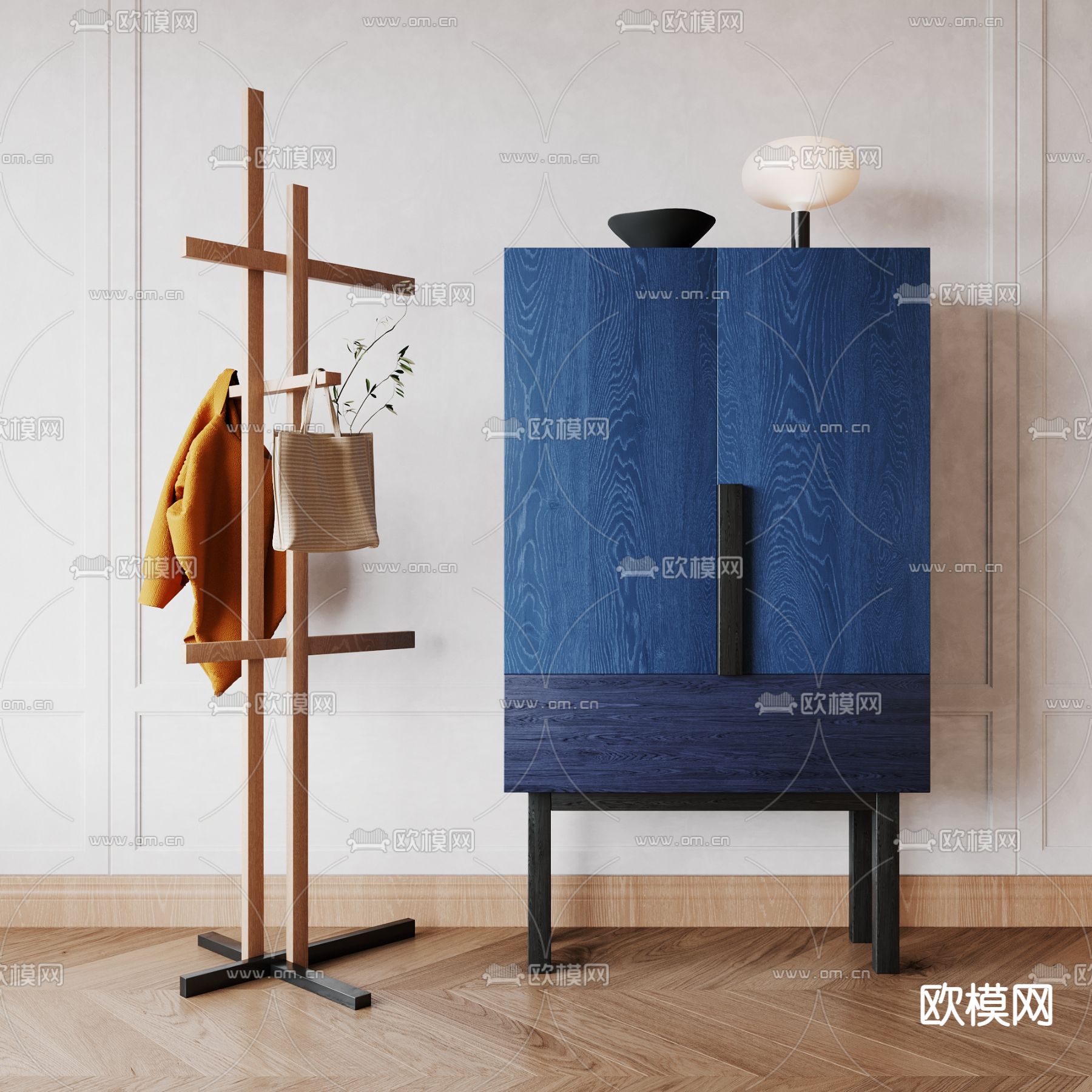 侘寂风边柜 斗柜3d模型下载