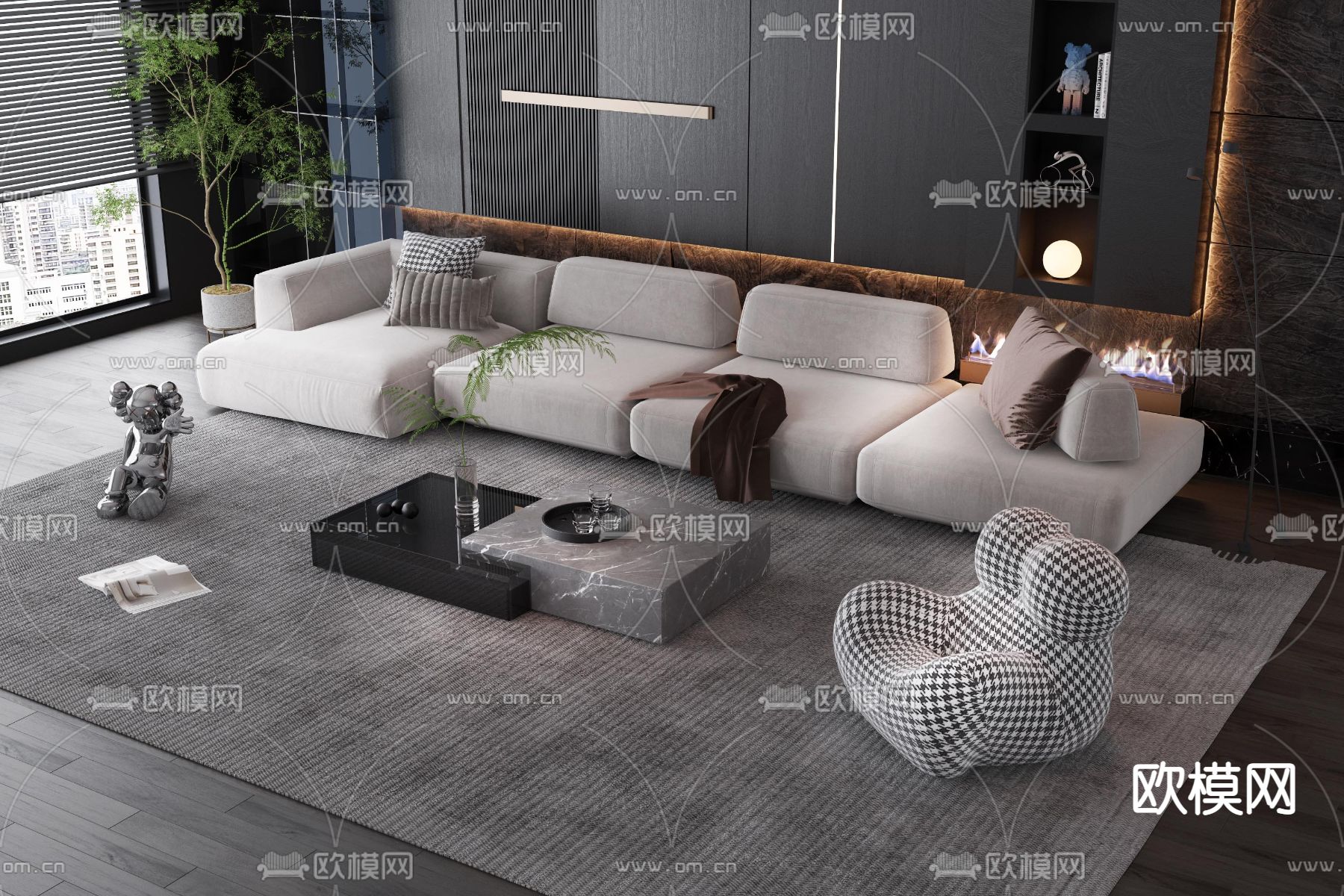 现代组合沙发3d模型下载_ID14126946_3dmax免费模型-欧模网